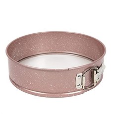 구운 팬 비 스틱 스프링 냄비 유리 기지가있는 9 인치 라운드 베이킹 트레이 (로즈 골드) (Rose Gold), Rose Gold
