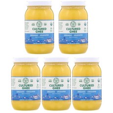 Pure Indian Foods Grass-Fed & Cultured Ghee 퓨어 인디언 푸드 컬처드 기버터, 425g, 5개