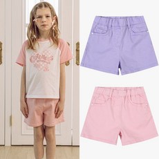 로엠걸즈 중계점 *24년 SS신상 30%할인* 3부 칼라 팬츠 (2Color) 매일 입고 싶은 파스텔 컬러 데일리 3부 숏팬츠 6~12세