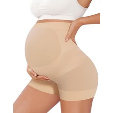 Peauty 심리스 임산부 보정속옷 및 속옷 2-in-1 말리지 않는 임산부용 반바지 에센셜 (S-3XL) 누드