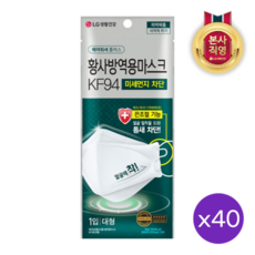 홈스타 에어워셔 엘지생활건강 에어워셔플러스 KF94 화이트 대형 마스크 40매, one color, free