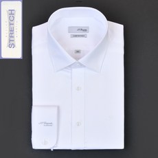 듀퐁셔츠 SE4SM22LS924SWH 화이트 솔리드 소매 로고 슬림핏 스트레치 긴팔 스판 셔츠