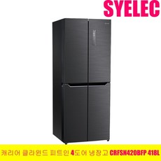 캐리어 클라윈드 피트인 4도어 냉장고 CRFSN420BFP 418L 방문설치, 블랙 메탈,