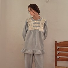 오네뜨 긴팔 투피스 애쉬블루 (보아털)