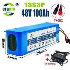 전기 자전거 스쿠터용 리튬 이온 배터리 팩 BMS 및 충전기 포함 48V 100Ah 2000W 13S3P DC T 54.6V 100Ah 신제품