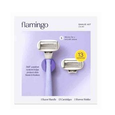 플라밍고 면도기 세트 Flamingo Razor Shave Kit 1 Lilac Handle + 13 Cartridges, 1개