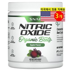 Snap Supplements 산화질소 오가닉 비트 추출 6853mg 파우더 사과 맛 Nitric Oxide Organic Beets, 3개, 250g