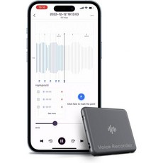 64GB 스마트 디지털 음성 녹음기 전화 앱 iZYREC 활성화 30 연속 녹음 오디오 장치 AI 노이즈 캔슬링 미팅 인터뷰64GB 블랙