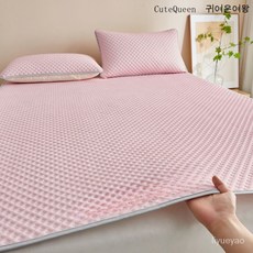CuteQueen 귀여운여왕 자리 쓰리피스 싱글 미끄럼 방지 소프트 돗자리 여름 쿨매트 가정용 싱글, 1 사쿠라 파우더, 120*200cm 단일 매트