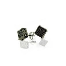 남성용 CZ 블랙 MicroPave 이어링 925파운드 실버