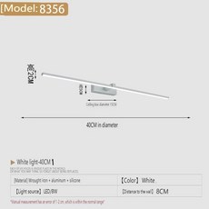 모던 욕실 LED 벽 램프 알루미늄 합금 미니멀리스트 스트립 미러 라인 램프 흰색 및 검은색 욕실 가정 실내 조명, 1개