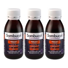 Sambucol 영국 삼부콜 블랙 엘더베리 이뮨 포르테 비타민C 아연 시럽 120ml x 3팩, 3개