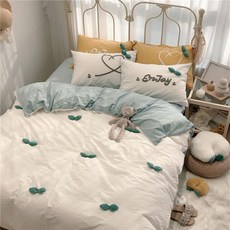이불세트 핫아이템 소녀하트 귀여운 리프 순면 사종 상큼 여아 침구, C02-1.5미터 침대(적합 이불 200x230)