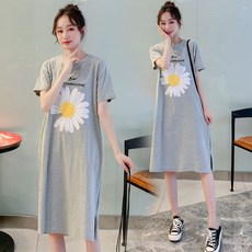 임부복 빅사이즈 고급 면 원피스 출산드레스 RJ 08