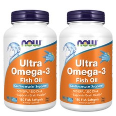 나우푸드 울트라 오메가3 EPA500 DHA250 180 캡슐 2통, 180정
