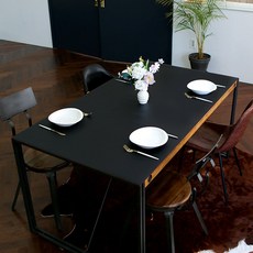 케이홈 방수 양면 가죽 식탁보 테이블보, 블랙/레드, 60x60cm