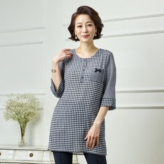 마담엘레강스 멀티체크 시어서커 블라우스 K211BL04