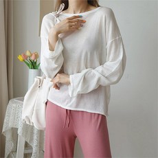 겟잇미_레이틀리 겟잇미뒷꼬임 시스루 얇은 긴팔 니트 (6239425)