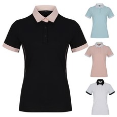 [골프공장] 여성골프티셔츠 피켓 기능성 반팔 카라 소매 배색 라인 스판 스포츠티셔츠
