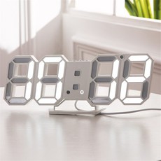 야간 조명 3d led 디지털 시계 usb 온도 센서 lampara 전자 벽 스테레오 colock 침대 옆 램프 크리 에이 티브 조명, 1개, white -orange
