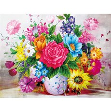 FIYO 사각비즈/원형비즈 40X50cm 보석 십자수 DIY캔버스형 GQ, 1세트, F-14아름다운 꽃(Round)