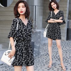 점프수트 프린팅 멜빵바지 여성여름옷