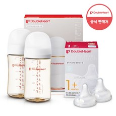 더블하트 모유실감 3세대 PPSU 베이직 트윈팩 240ml+젖꼭지(2입)