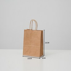 50장 고급 크라프트 종이가방 튼튼한 쇼핑백 130 무지 선물 미니 종이쇼핑백 인쇄 제작 어젠다, 고급  소 (15x8x21)