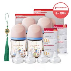 더블하트 모유실감 3세대 PPSU 젖병 디어프렌즈 트윈팩 2개+젖꼭지4개+노리개증정, 1세트, 160ml, 애니멀타운+젖꼭지SS