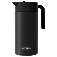 WATERSY 帶溫度顯示304真空保溫壺 1500ML 大容量, 顏色隨機(象牙白/暗夜黑), 1.5L, 1個