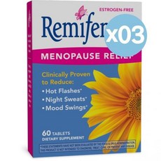 Remifemin 레미페민 메노포즈 릴리프 태블릿 에스트로겐-프리 서플리먼트 60개입 3팩 Menopause Relief Tablets* Estrogen-Free Supplem, 3개, 60정