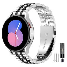 EZMVZKU 삼성 갤럭시 워치 7 6 5 4 3용 20mm 퀵 릴리즈 메탈 밴드 Garmin Venu2 플러스/Vivoactive 3/Forerunner 158용 스테인리스 스, Silver Black