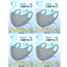 퓨어 꿈의신소재 그래핀마스크 남성용 그레이, 4개, 1개입