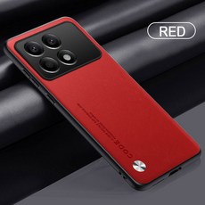 샤오미 Poco X6 무지 가죽 케이스 TPU 순색 커버 충격 방지 휴대폰 X5 Pro, Poco X5 Pro, Red