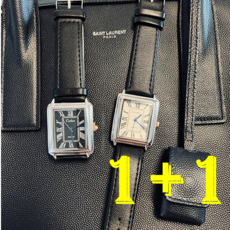 1+1 남성 클래식 사각 손목시계 캐주얼 정장시계 블랙&화이트