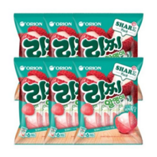 오리온 리찌알맹이 젤리 216g (36g x 6봉입) / 리치 마이구미, 6개