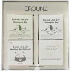 [EROUNZ] 러브펫 저자극 고체 샴푸바 4종 선물세트 / 강아지 애견 반려견 고양이 반려묘 반려동물 목욕 샴푸 식기세척 비누 / EWG 그린등급, 100g, 1개