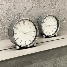 오브제 탁상시계 꼼마 크롬 인테리어 빈티지 무소음 탁자시계, 크롬탁상시계, 실버