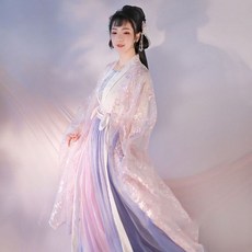 플렉스마켓 중국한복 에스닉 여성 봄 사쿠라 차이나 허리일치 여름 소매가 넓은 소매 한 원소 리폼 학생 샤랄라