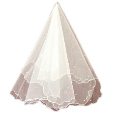 웨딩 신부 베일 1 계층 컷 가장자리 손가락 길이 모방 된 진주 구슬 짧은 얇은 명주 그물 베일 헤어 액세서리
