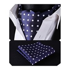 [미국] 755724 BIYINI Men's Dot Floral Ascot Handkerchief Jacquard Woven Cravat & Pocket Square Set