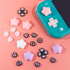 닌텐도 스위치 라이트 하트플래시 스틱 버튼 커버 아키토모, 1개, 하트플래시 핑크블랙(라이트전용), 아키토모 라이트 스틱&버튼커버