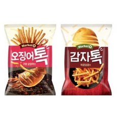 오리온 마켓오 감자톡 매콤달콤맛 & 오징어톡 구운오징어맛 136g 6봉 (각 3개씩), 6개