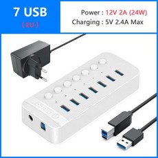ORICO멀티 포트 USB 전원 허브 분배기 OnOff 스위치 도크 여러 30 슬롯 소켓 충전기 다중 스트립 어댑터 PC, 5.White 7 USB ( EU )