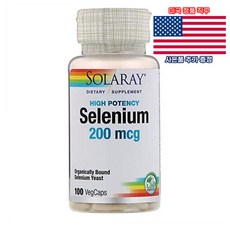 Solaray 하이 포텐시 셀레늄 200mcg 100정 베지캡슐 솔라레이 Selenium 미국 직구 사은품 추가증정, 1개