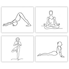 요가 요가 스파 젠 영적 및 휴식 애호가를위한 20 달러 미만의 특별 가격으로 미니멀 한 흑백 벽 예술 4-8 인치 x 10 인치 프레임리스 장식 인쇄 그림 컬렉션 포즈, 본상품