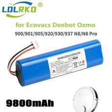 로봇 진공 청소기용 교체 배터리 Ecovacs Deebot Ozmo 900901905920930937N8N8 Pro 리튬 이온 14.4V 6800mAh, 6) 9800mAh, 한개옵션1