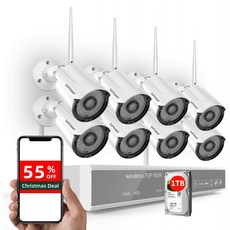 1TB 하드 드라이브가 장착된 1080P Wireless Security Camera System SAFEVANT 8 채널 옥외 무선 NVR 시스템 8PCS 2MP Home S, 단일옵션