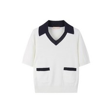 씨씨콜렉트 컬러블록 칼라 니트 탑 IV E242KSK137