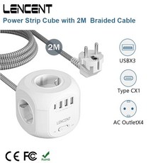 타워형멀티탭 어뎁터 콘센트 4 콘센트 1 편조 3 LENCENT 개가 멀티 2M AC, Eu플러그_01=3USB1TypeC2M